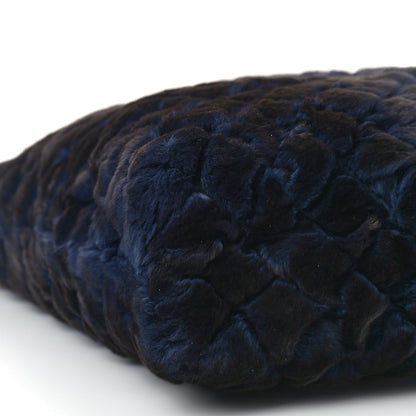 Chanel Rabbit Fur Quilted Pattern Shopping Tote Navy 8 of 9
