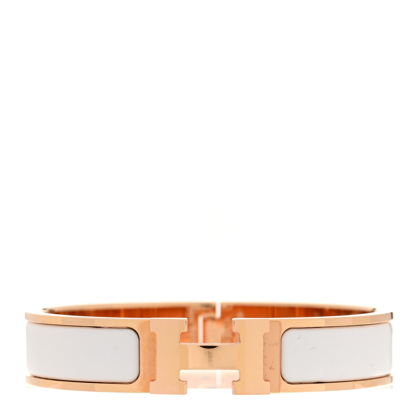 Enamel Narrow Clic Clac H Bracelet PM White