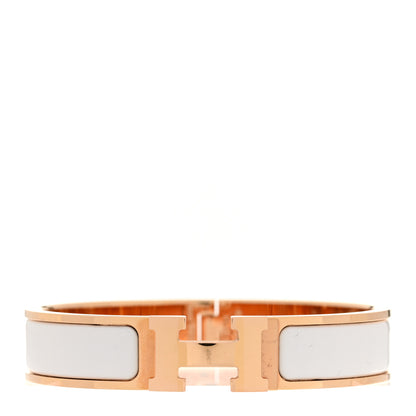 Hermes Enamel Narrow Clic Clac H Bracelet PM White 1 of 5