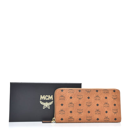 MCM Visetos Large Zip Around Wallet Cognac 9 of 9
