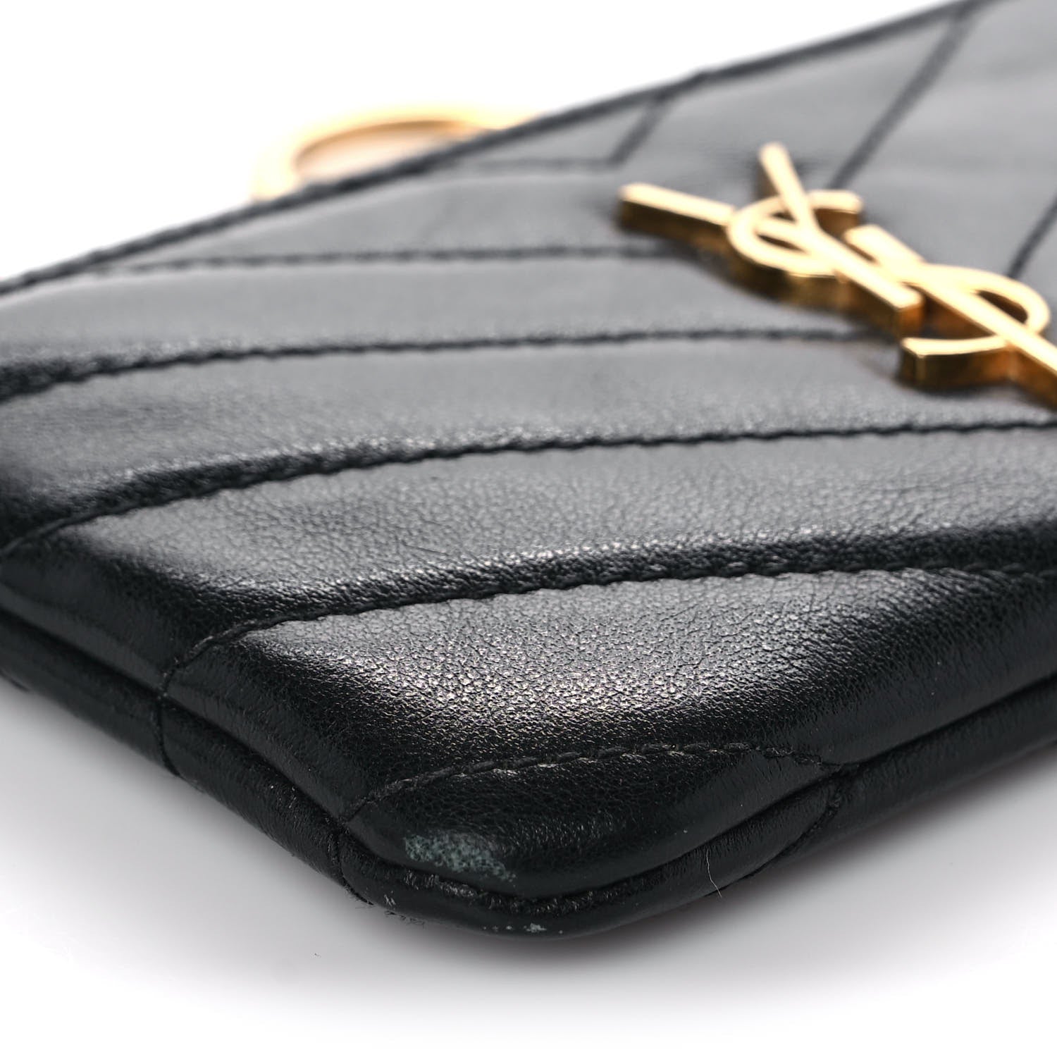 Saint Laurent Calfskin Matelasse Monogram Key Pouch Black 7 of 9