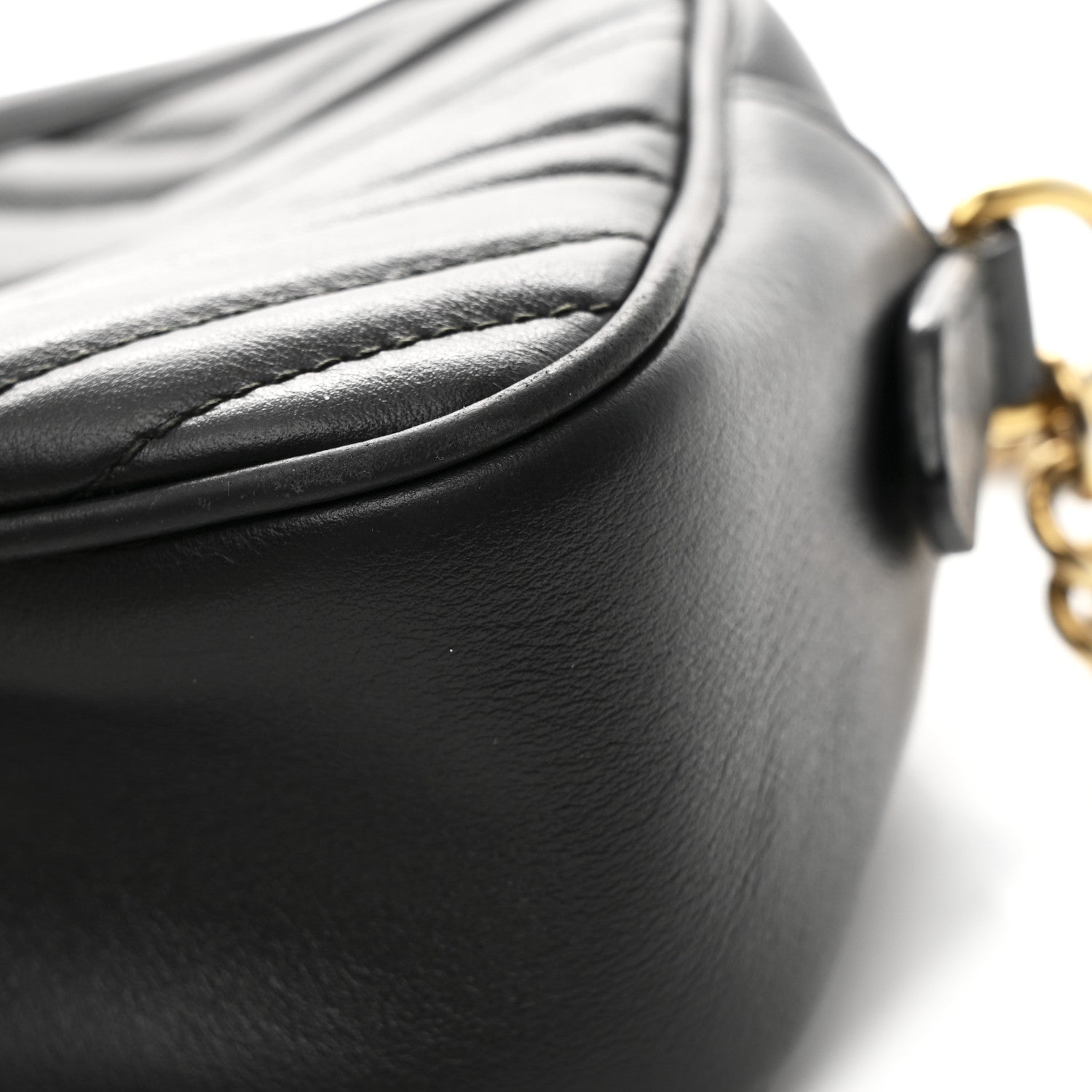 Gucci Calfskin Matelasse Small GG Marmont Chain Shoulder Bag Black 11 of 12
