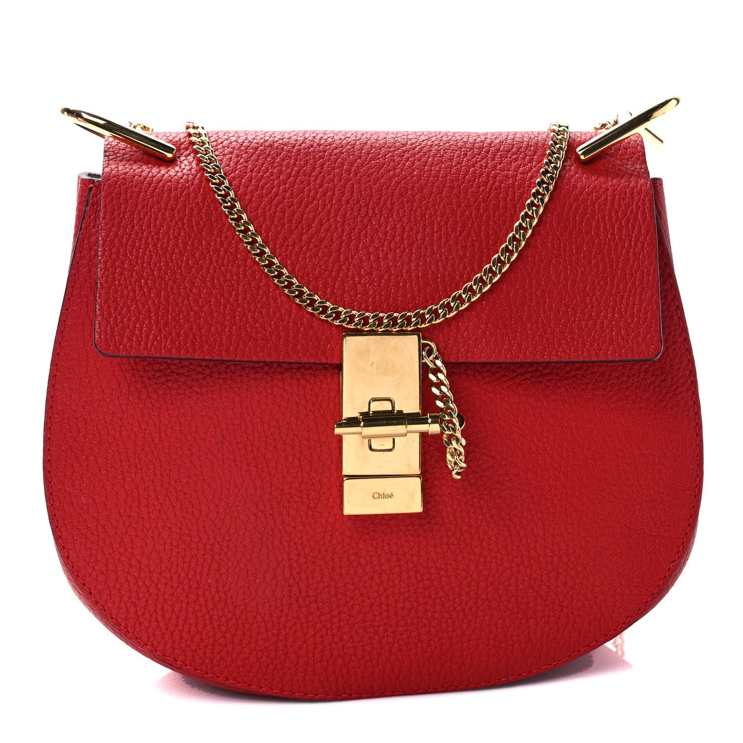 Grained Lambskin Drew Shoulder Bag Plaid Red