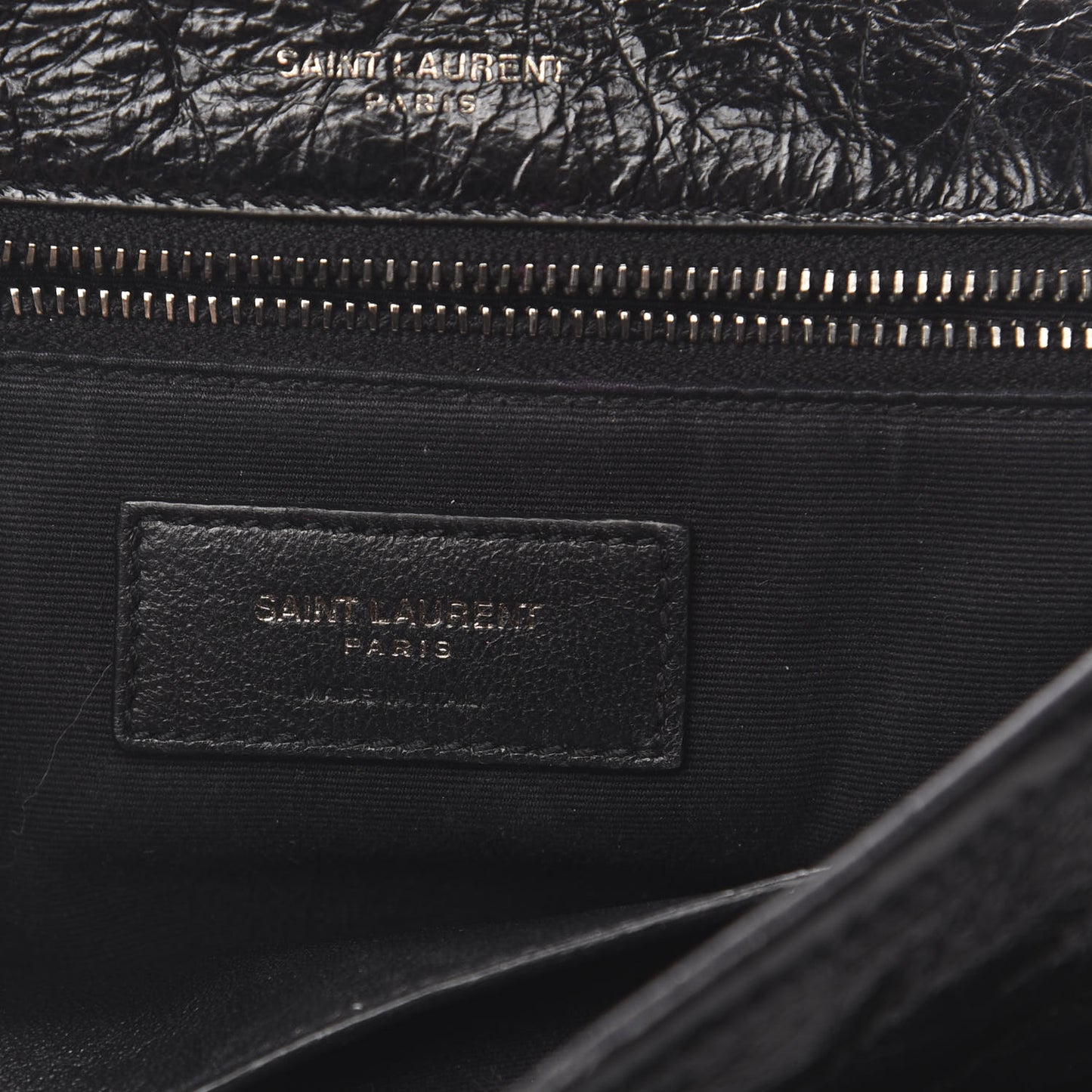 Crinkled Calfskin Matelasse Monogram Medium Niki Chain Satchel Black