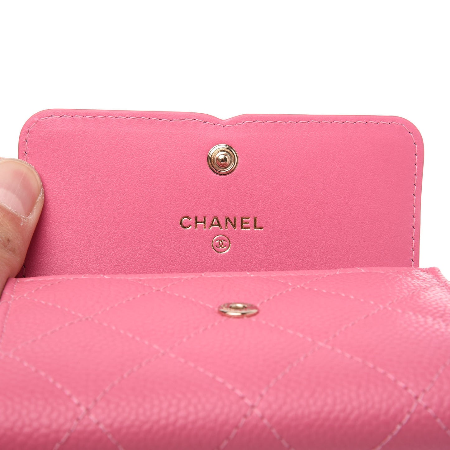 Caviar Quilted Filigree Flap Card Holder Pink Blue Green