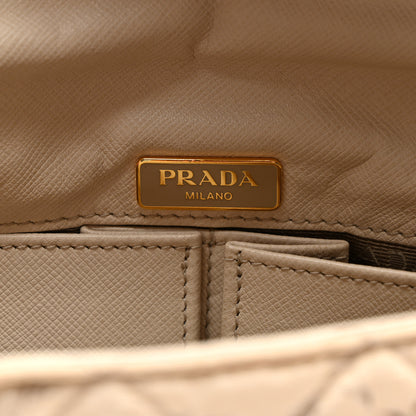 Prada Tessuto Nylon Quilted Floral Flap Beige 5 of 10