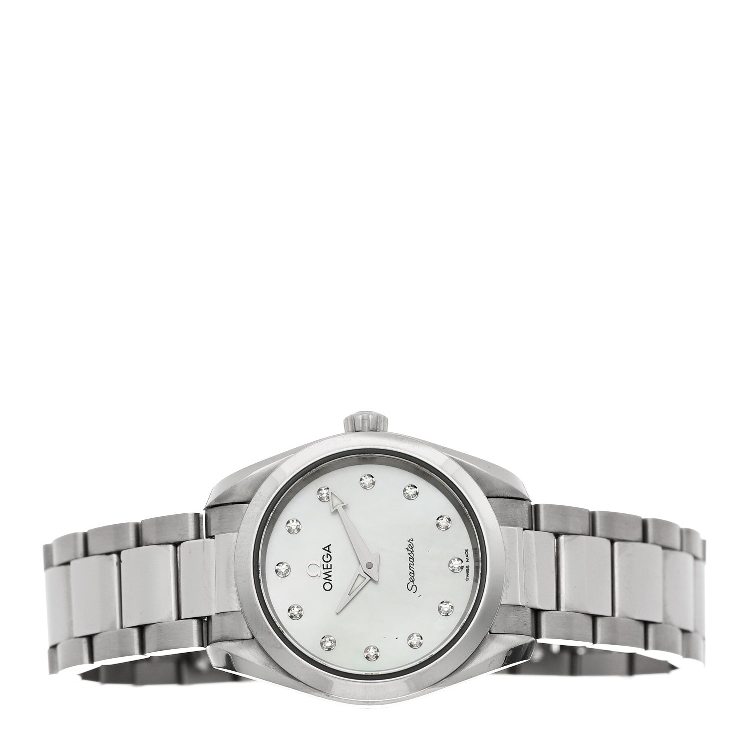 Omega Stainless Steel Diamond Mother of Pearl 28mm Seamaster Aqua Terra Quartz Watch 220.10.28.60.55.001 2 of 5