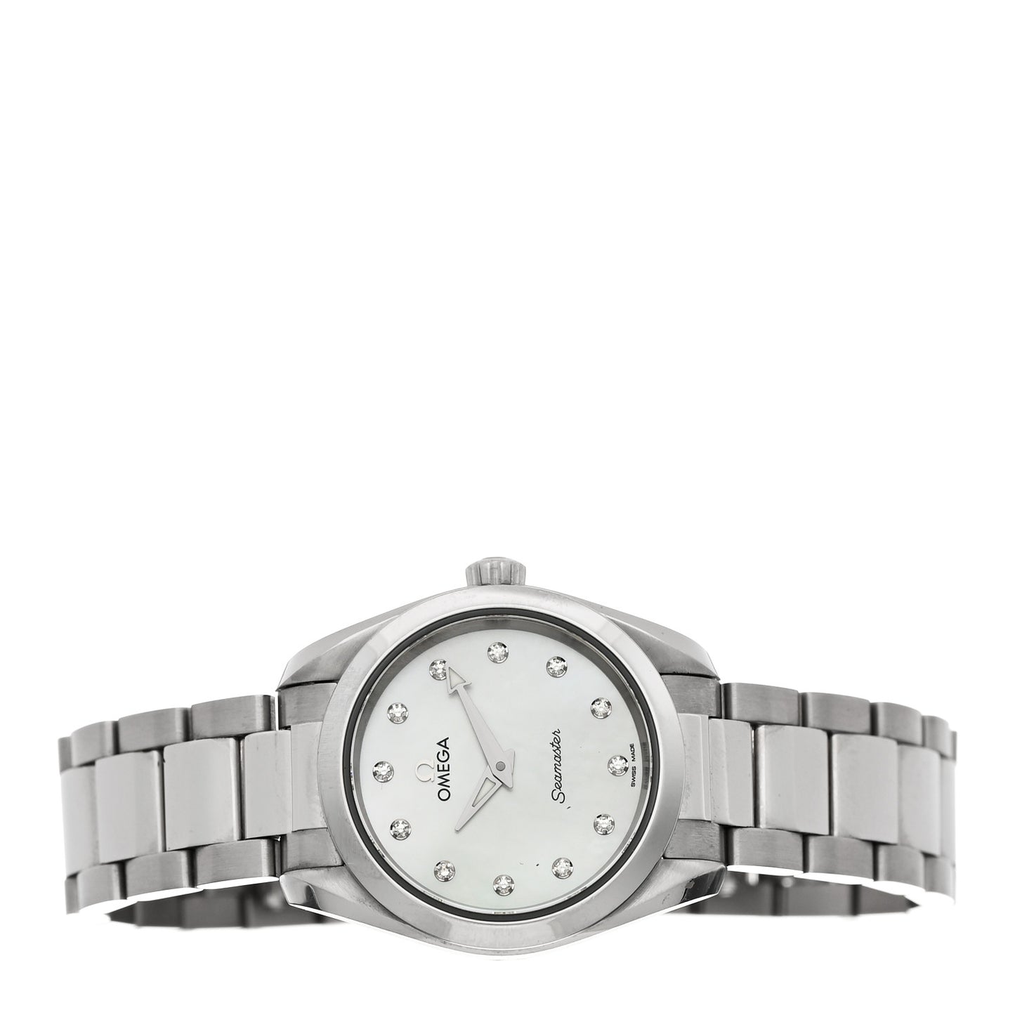Stainless Steel Diamond Mother of Pearl 28mm Seamaster Aqua Terra Quartz Watch 220.10.28.60.55.001