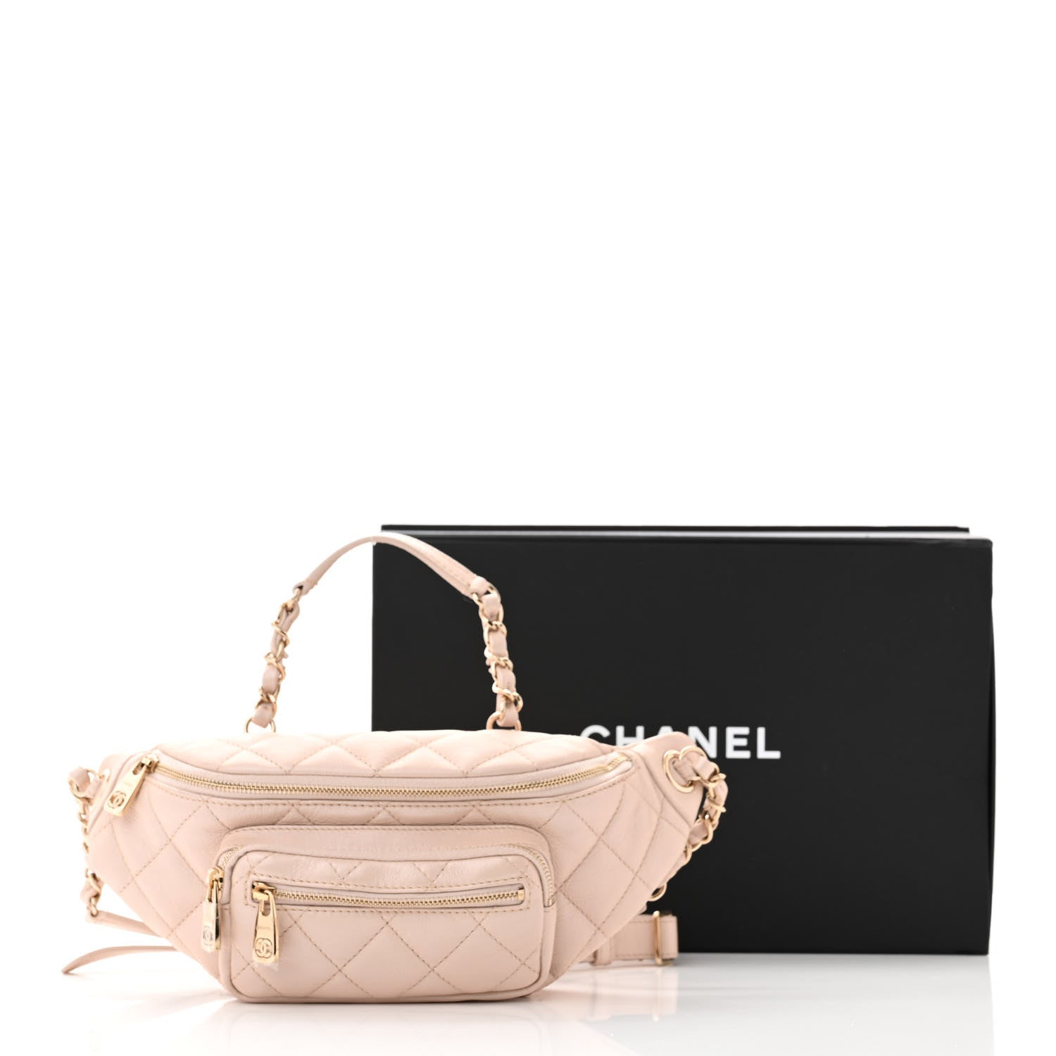 Chanel Iridescent Calfskin Quilted All About Waist Belt Bag Beige 11 of 11