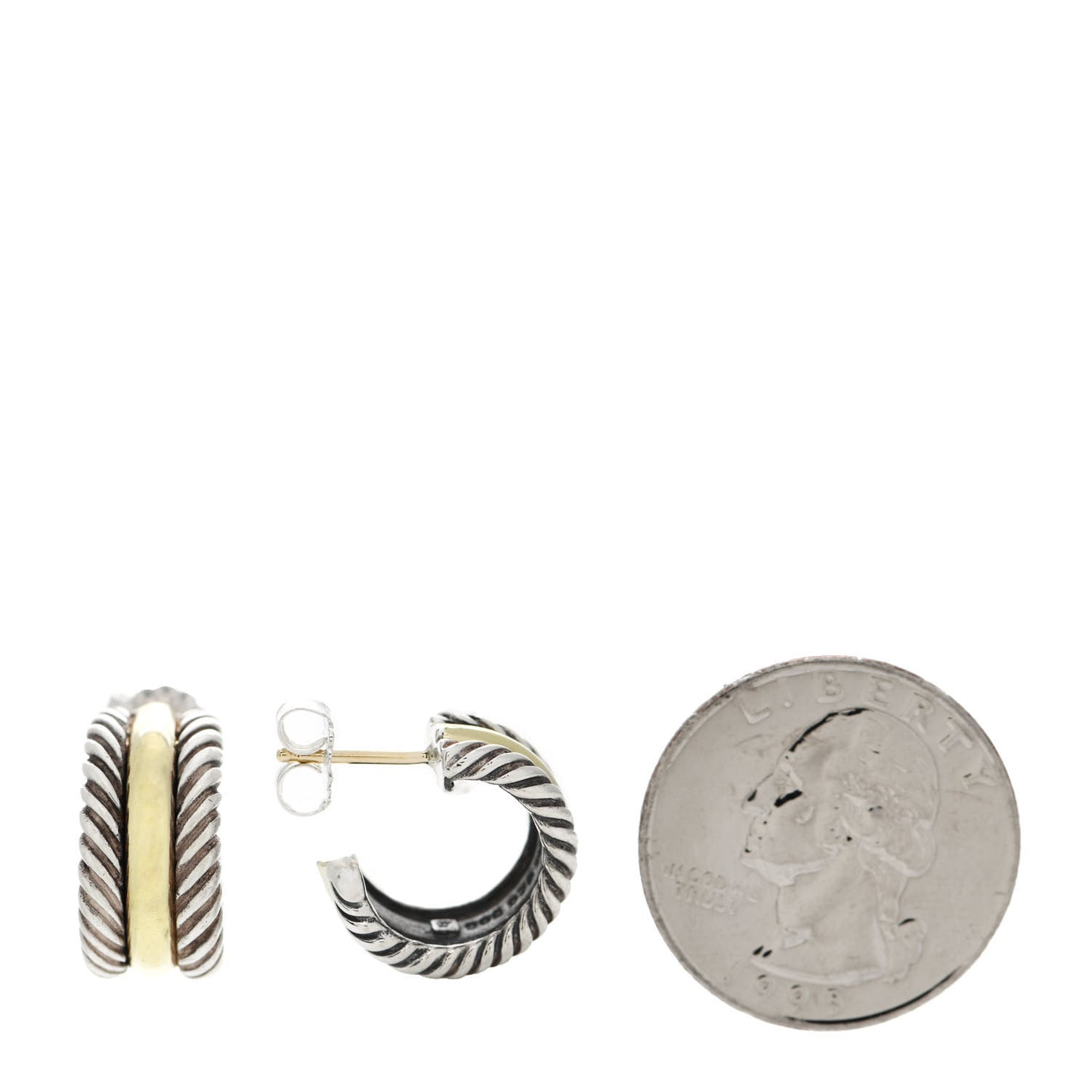 Sterling Silver 14K Yellow Gold 16mm Cable Classics Hoop Earrings