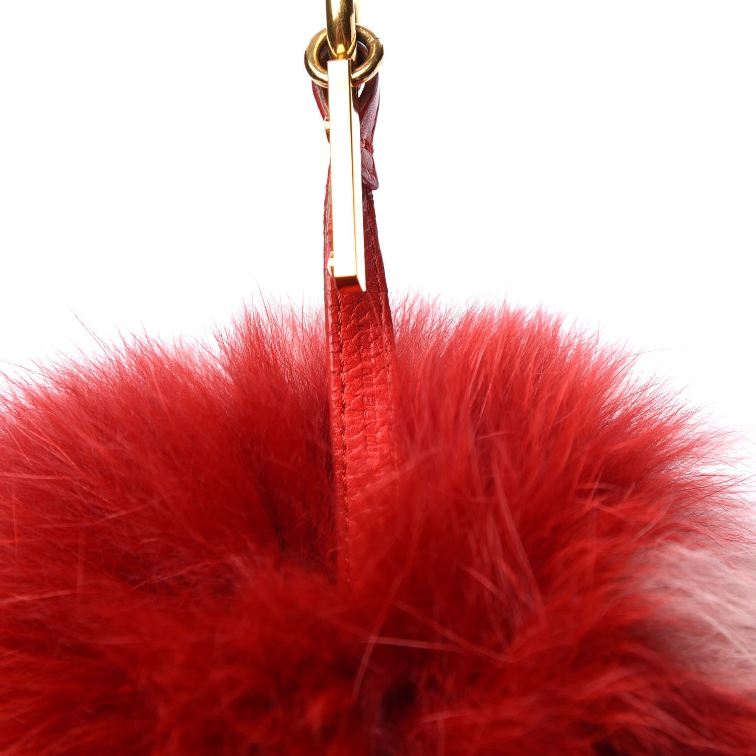 Fendi Fox Fur Shiny Nappa Heart Pom Pom Bag Charm Rosso Rosa 3 of 3