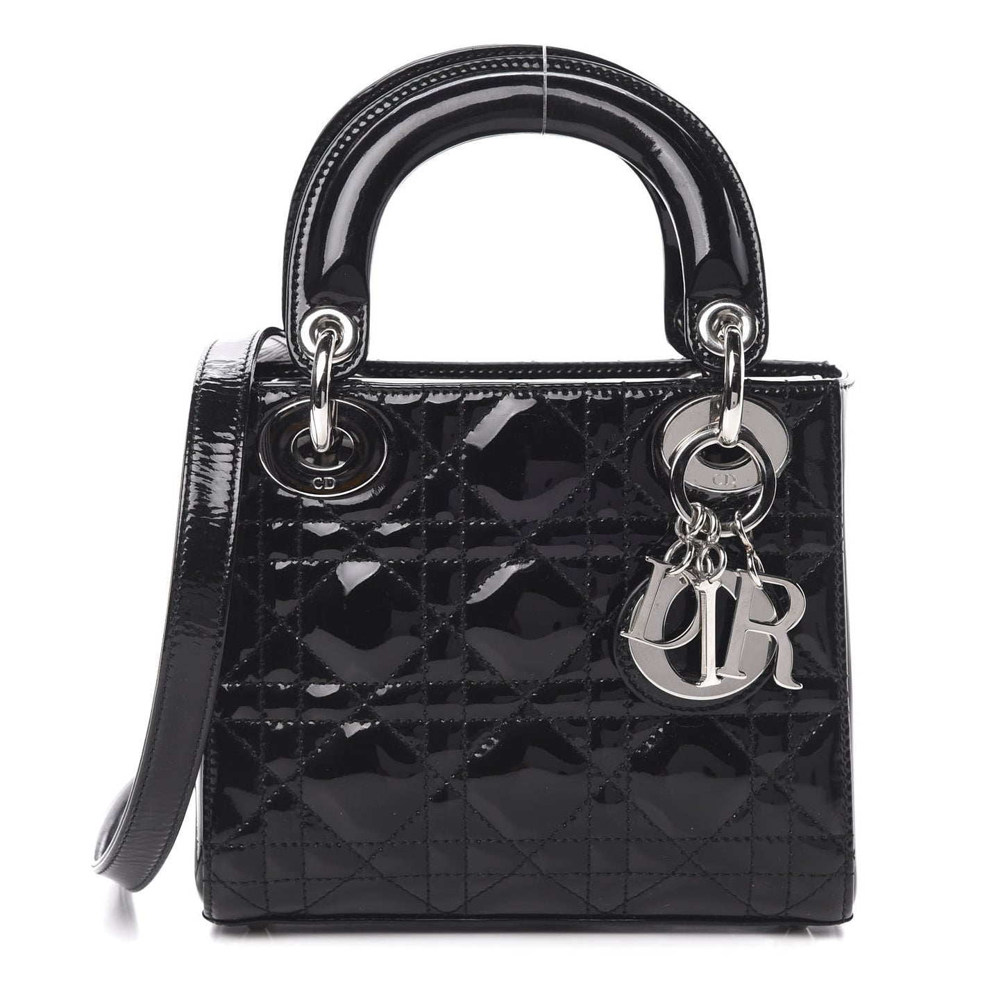 Patent Cannage Mini Lady Dior Black