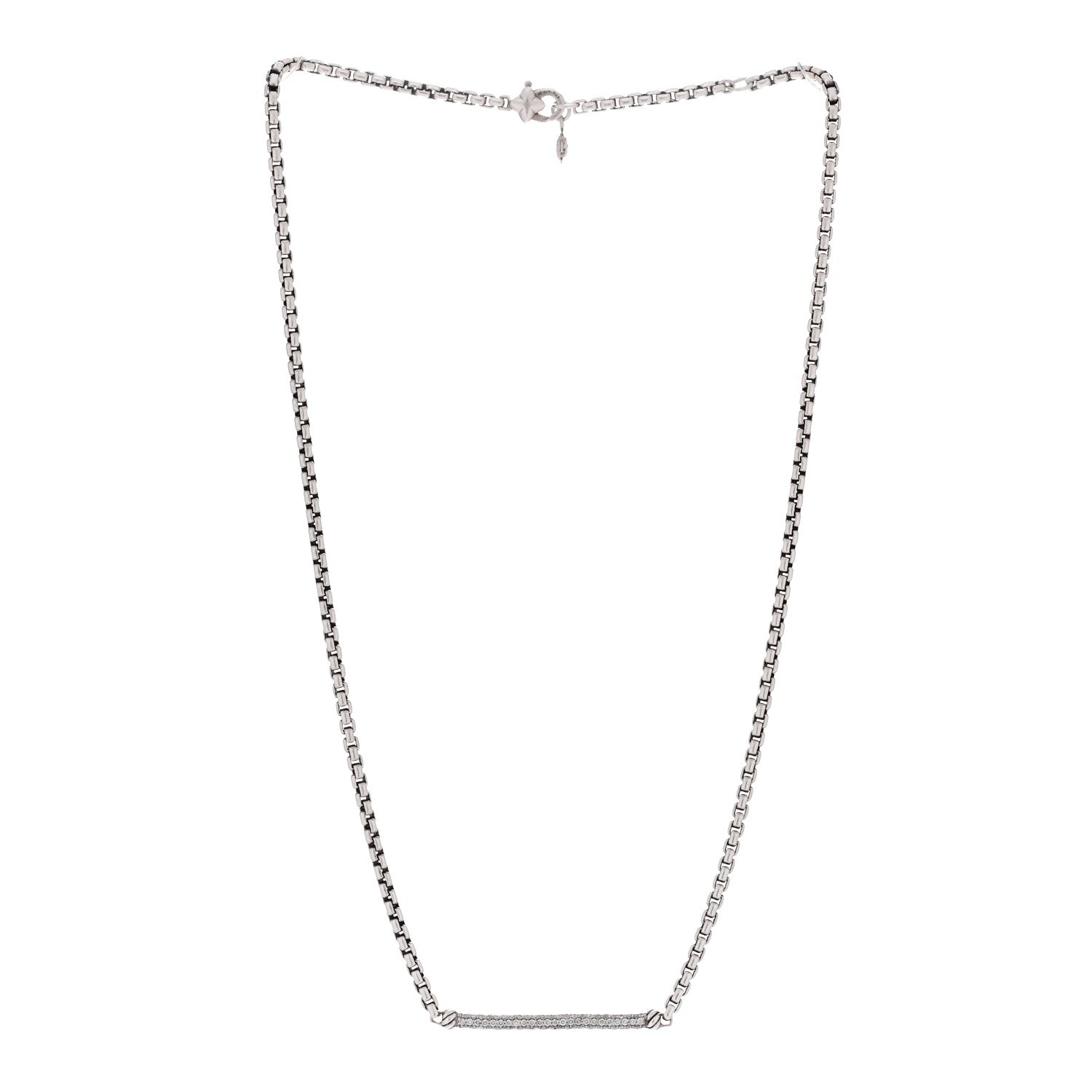 David Yurman Sterling Silver Diamond Petite Metro Necklace 3 of 4