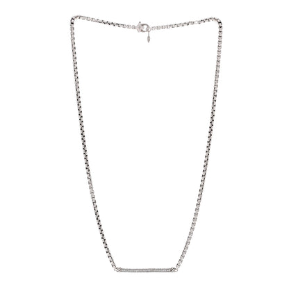 David Yurman Sterling Silver Diamond Petite Metro Necklace 3 of 4