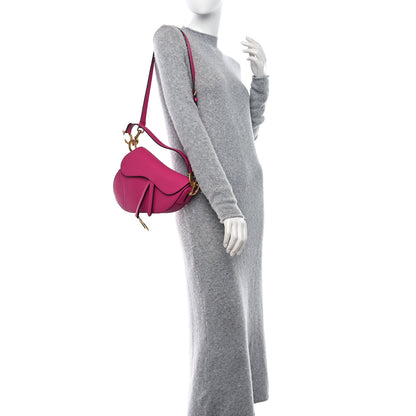 Christian Dior Grained Calfskin Saddle Bag With Strap Fuchsia 2 of 10
