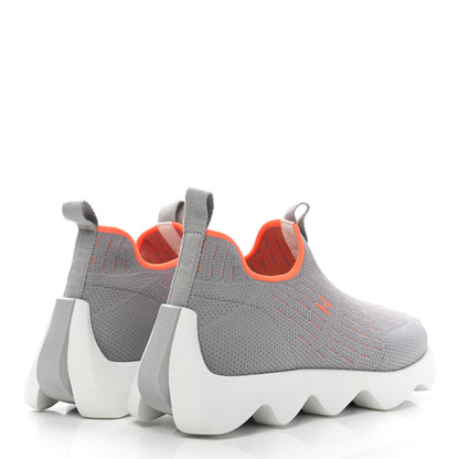 Hermes Technical Canvas Goatskin Womens Eclair Sneakers 36.5 Gris Clair 4 of 8