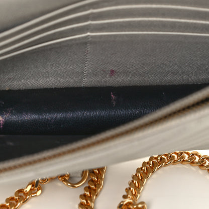 Saint Laurent Grain De Poudre Matelasse Chevron Monogram Envelope Chain Crema Soft 12 of 12