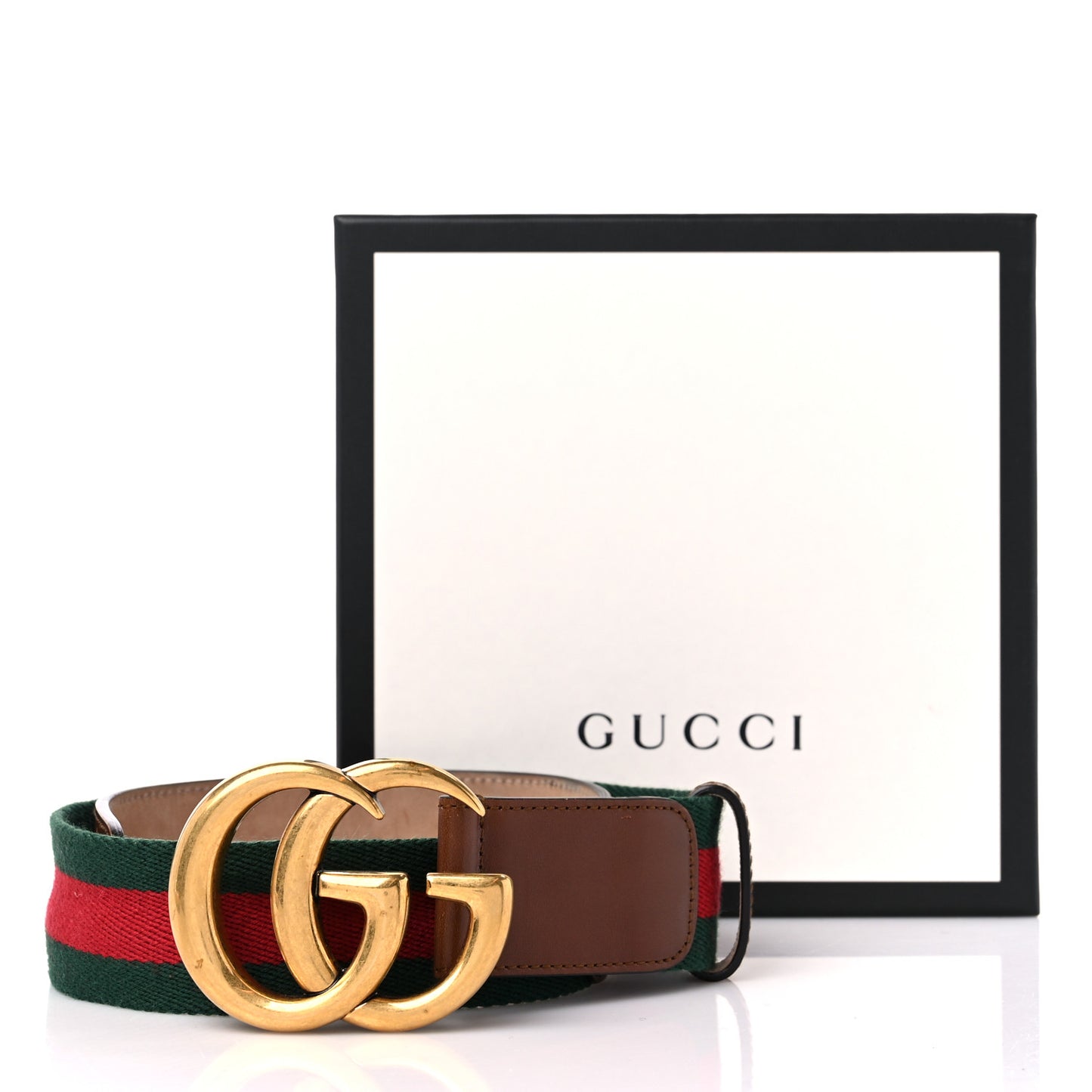 Nylon Calfskin Double G Web 40mm Belt 65 26 Green Red Cuir