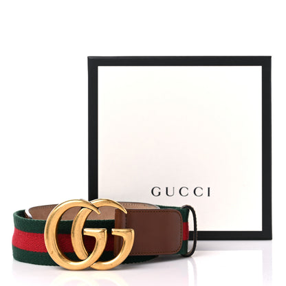 Gucci Nylon Calfskin Double G Web 40mm Belt 65 26 Green Red Cuir 8 of 8