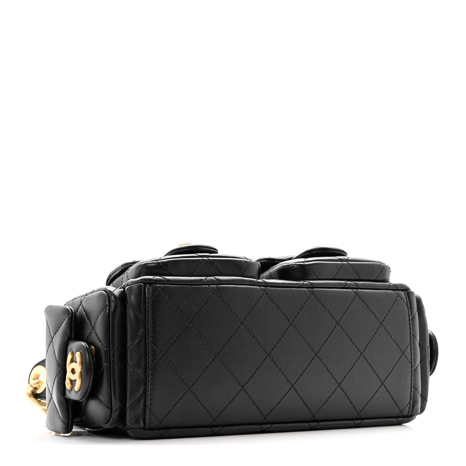 Chanel Shiny Lambskin Quilted Trendy Pockets Hobo Black 4 of 12