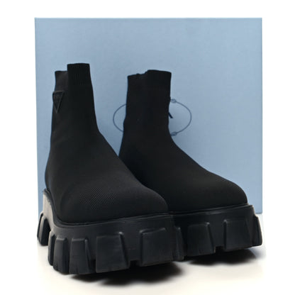 Prada Knit Rubber Triangle Logo Monolith 55mm Ankle Boots 40 Black 8 of 8