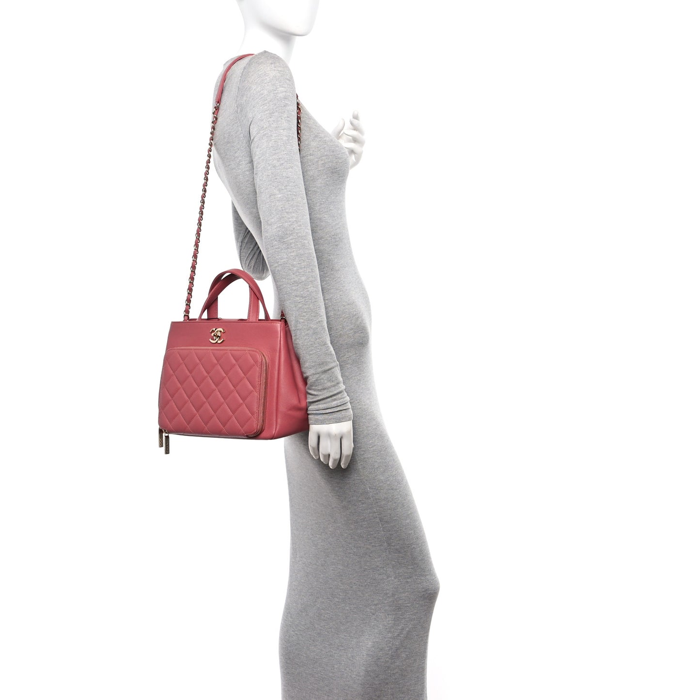 Caviar Quilted Small Business Affinity Shopping Bag Pink