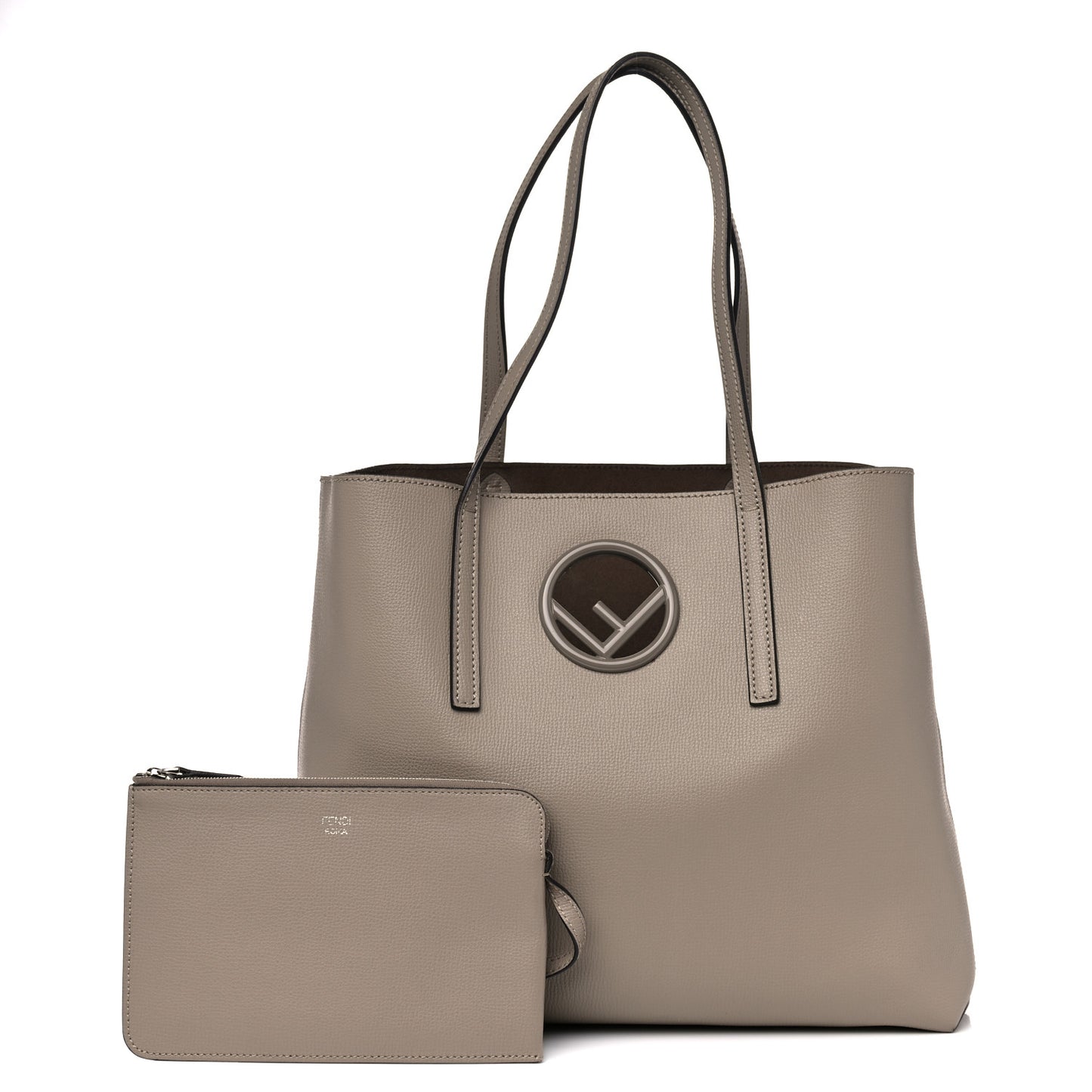 Vitello Vienna Enamel F is Fendi Shopping Tote Tortora Taupe