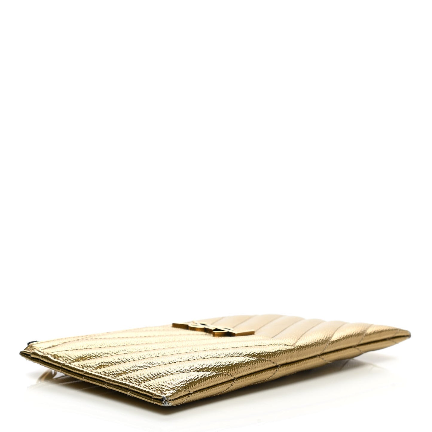Iridescent Grain De Poudre Matelasse Chevron Monogram Bill Pouch Gold