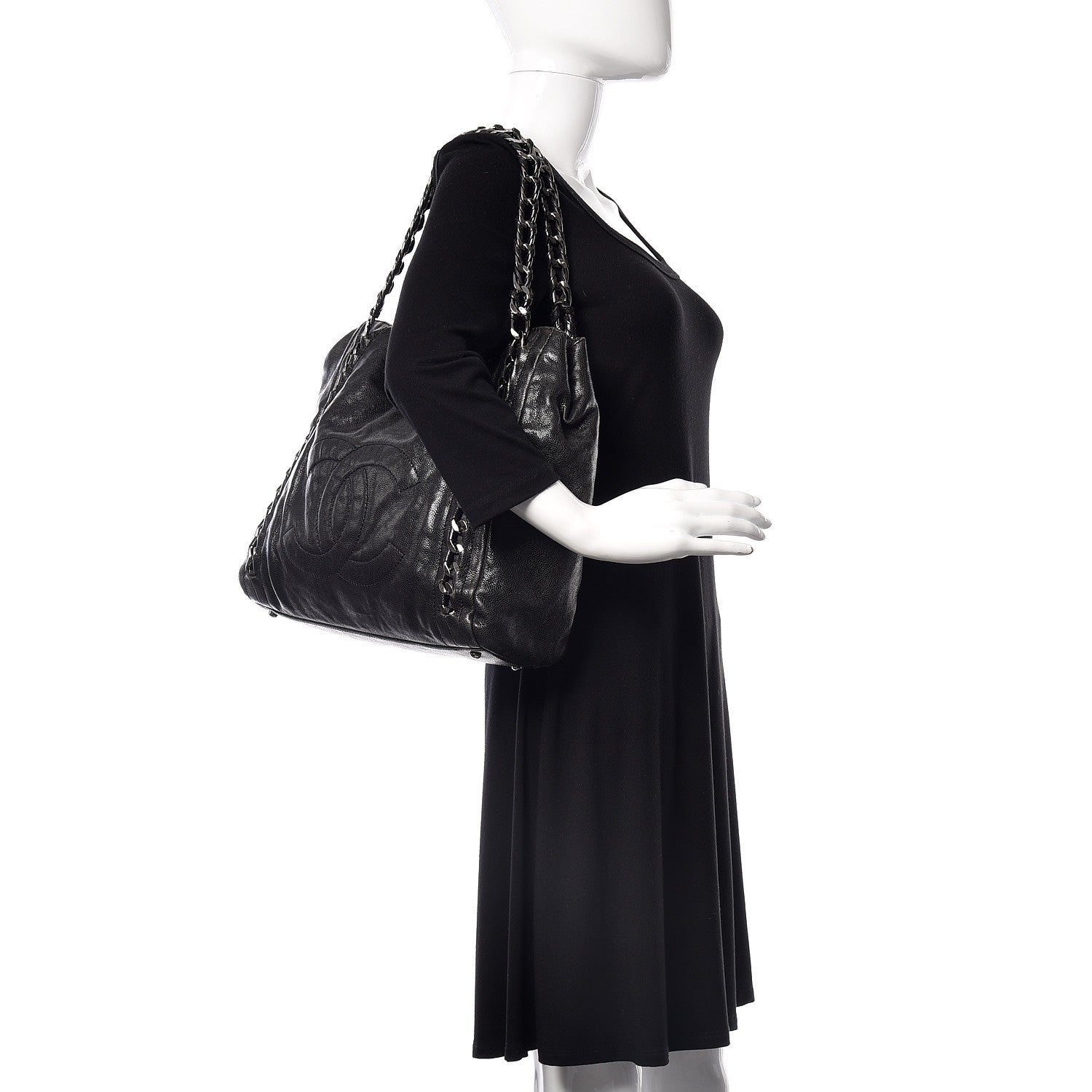 Chanel Glazed Caviar Modern Chain Tote Black 2 of 18
