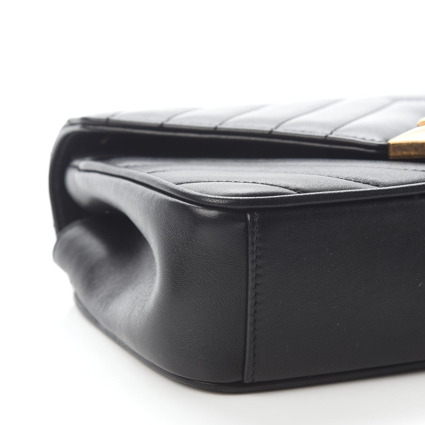 Lambskin Chevron Quilted Small Pyramid CC Flap Black
