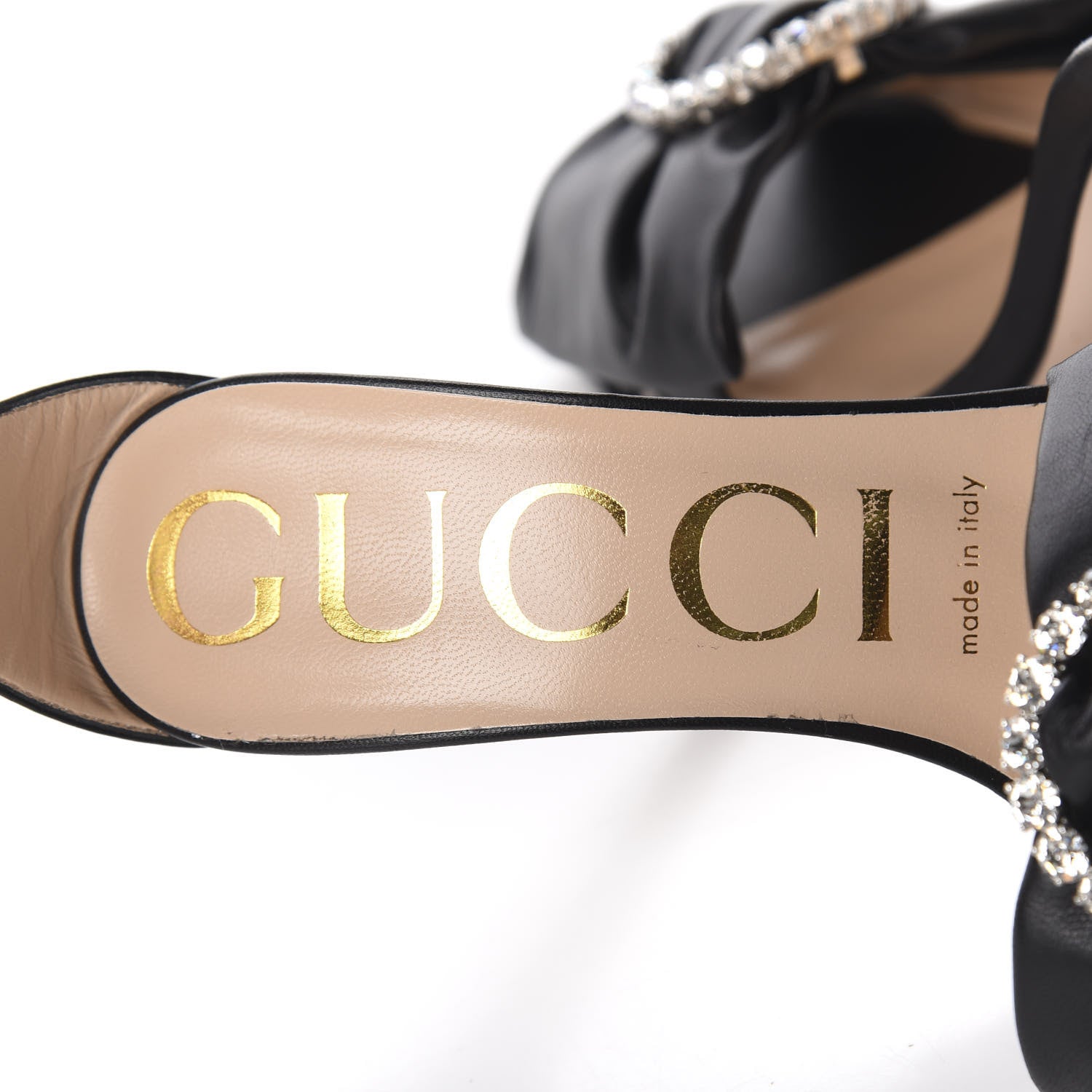 Gucci Nappa Ilse Pleated Bow Sandals 35.5 Black 7 of 8