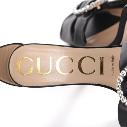 Gucci Nappa Ilse Pleated Bow Sandals 35.5 Black 7 of 8