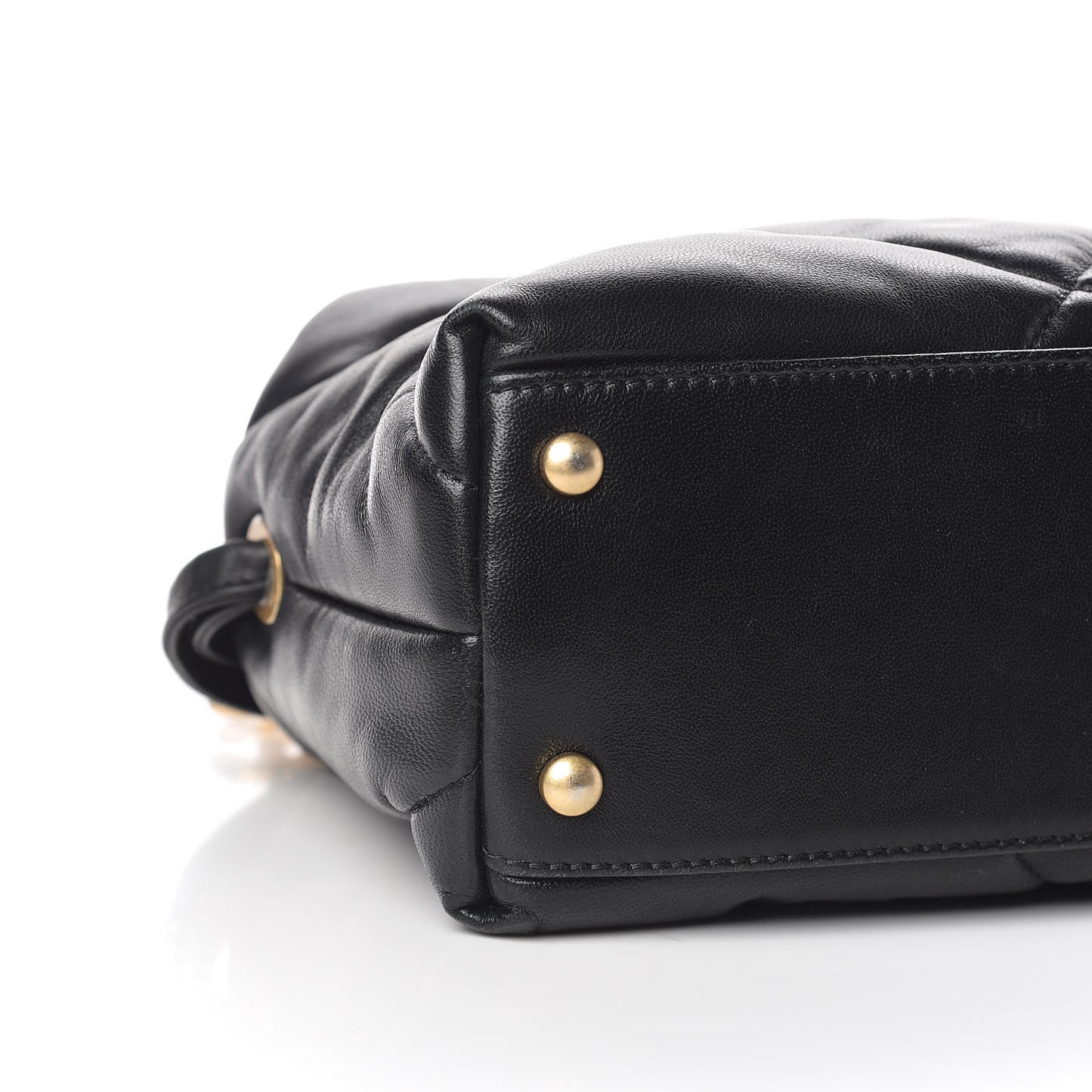Lambskin Quilted Small Bowling Bag Black