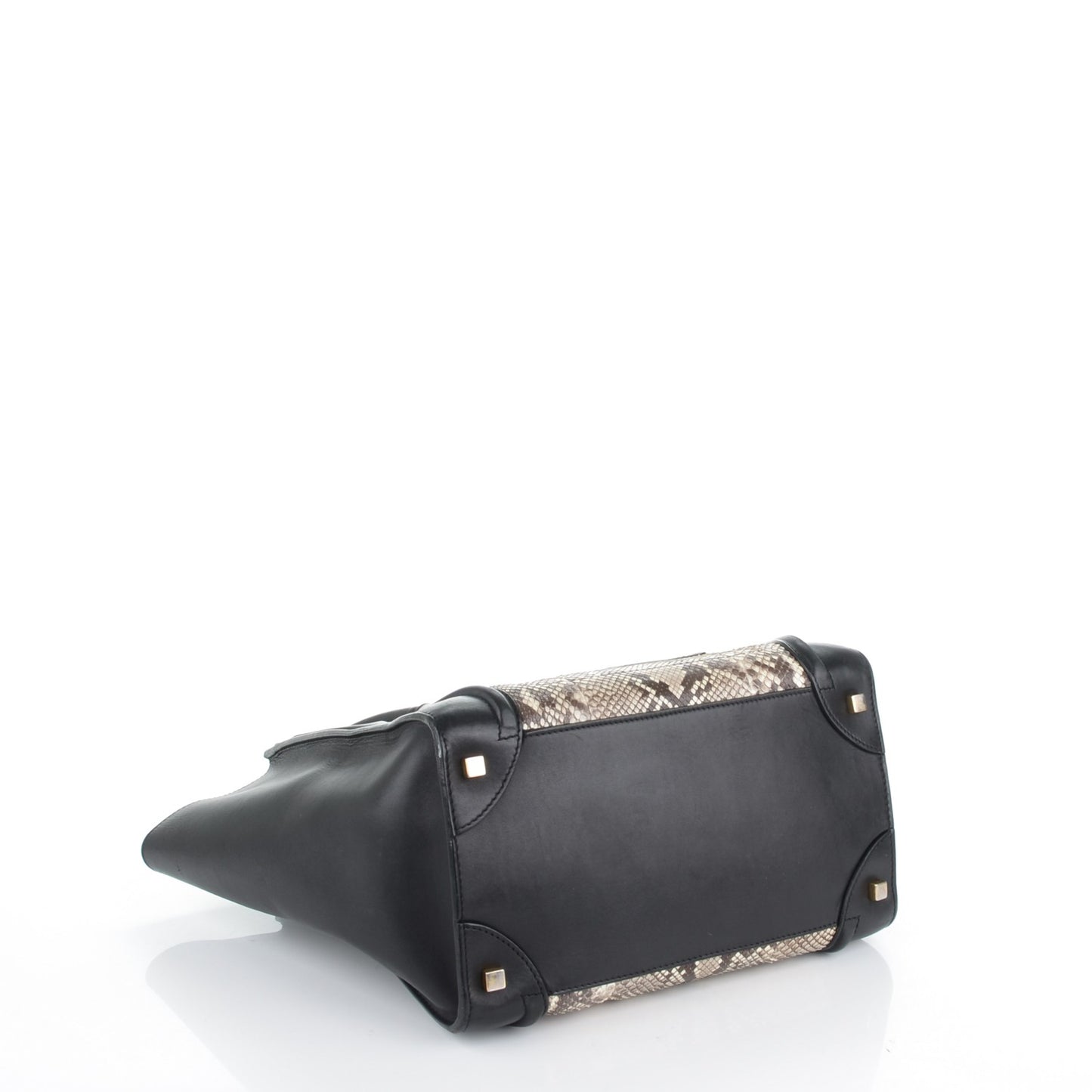 Python Smooth Calfskin Mini Bi-Color Luggage Black Natural