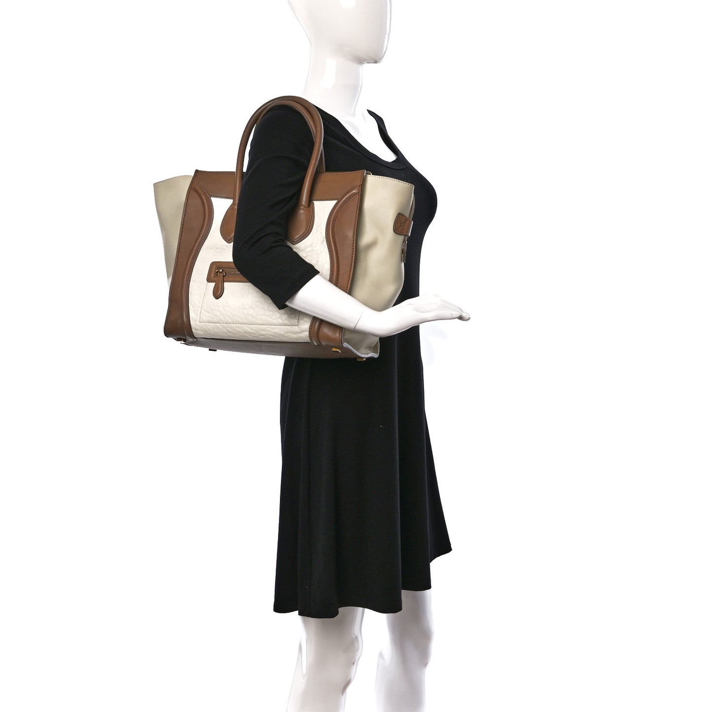 Smooth Calfskin Shrunken Lambskin Mini Tri-Color Luggage Chalk