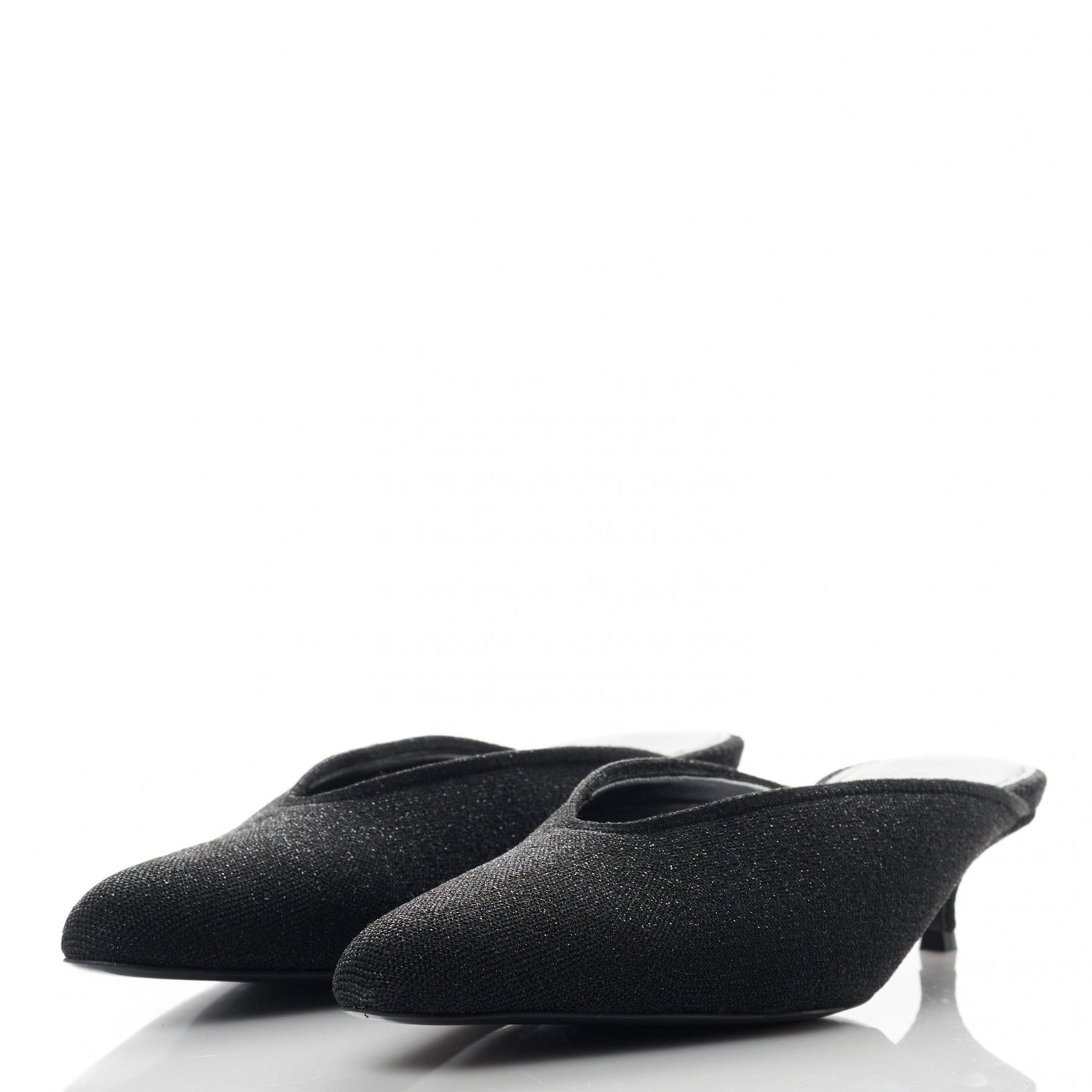 Glitter Knit Pointed Toe Mules 38.5 Black