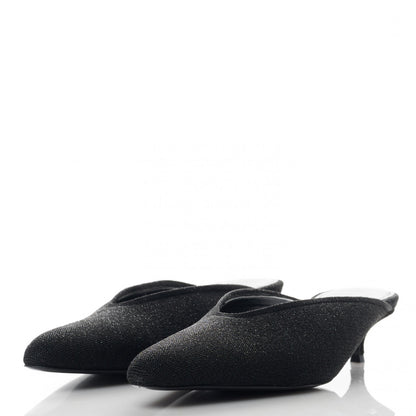 Balenciaga Glitter Knit Pointed Toe Mules 38.5 Black 3 of 8