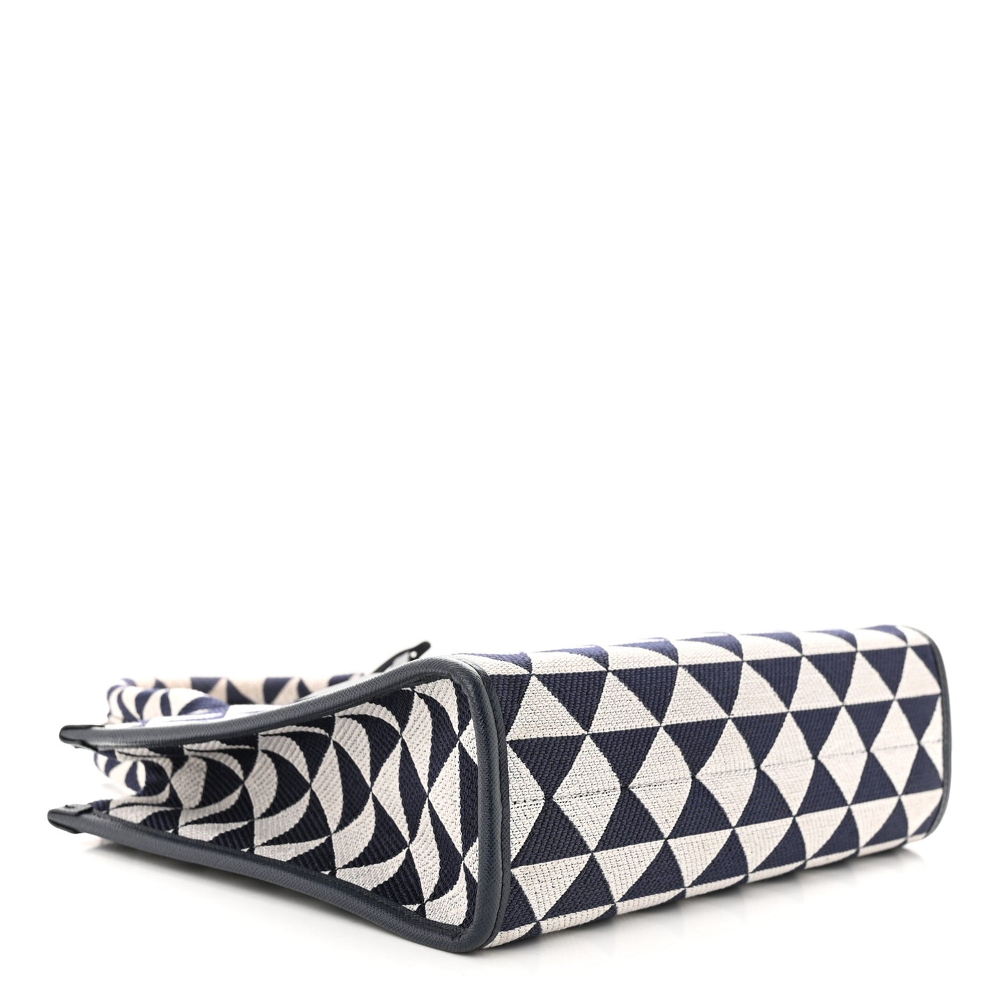 Jacquard Saffiano Triangolo Symbole Embroidered Small Tote Baltico Talco