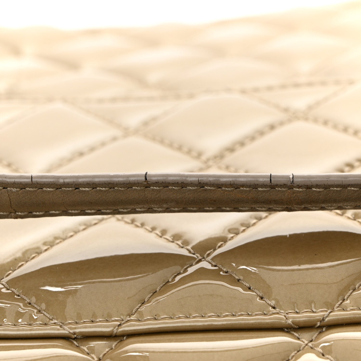 Chanel Patent Quilted Accordion Shopping Tote Beige 14 of 15
