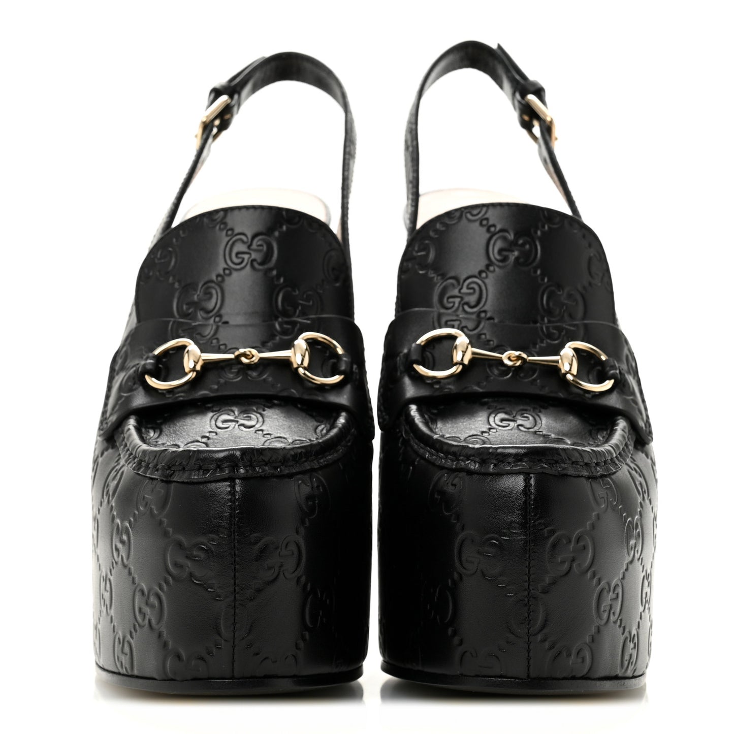 Guccissima Horsebit Platform 70/160mm Slingback Mules 40 Black