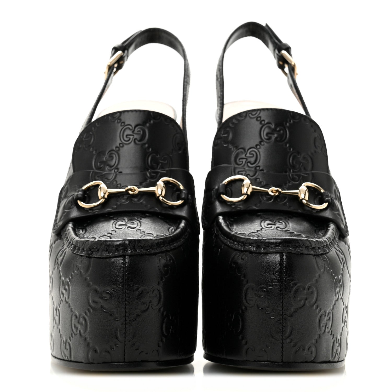 Gucci Guccissima Horsebit Platform 70/160mm Slingback Mules 40 Black 3 of 10