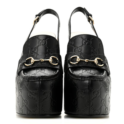 Gucci Guccissima Horsebit Platform 70/160mm Slingback Mules 40 Black 3 of 10