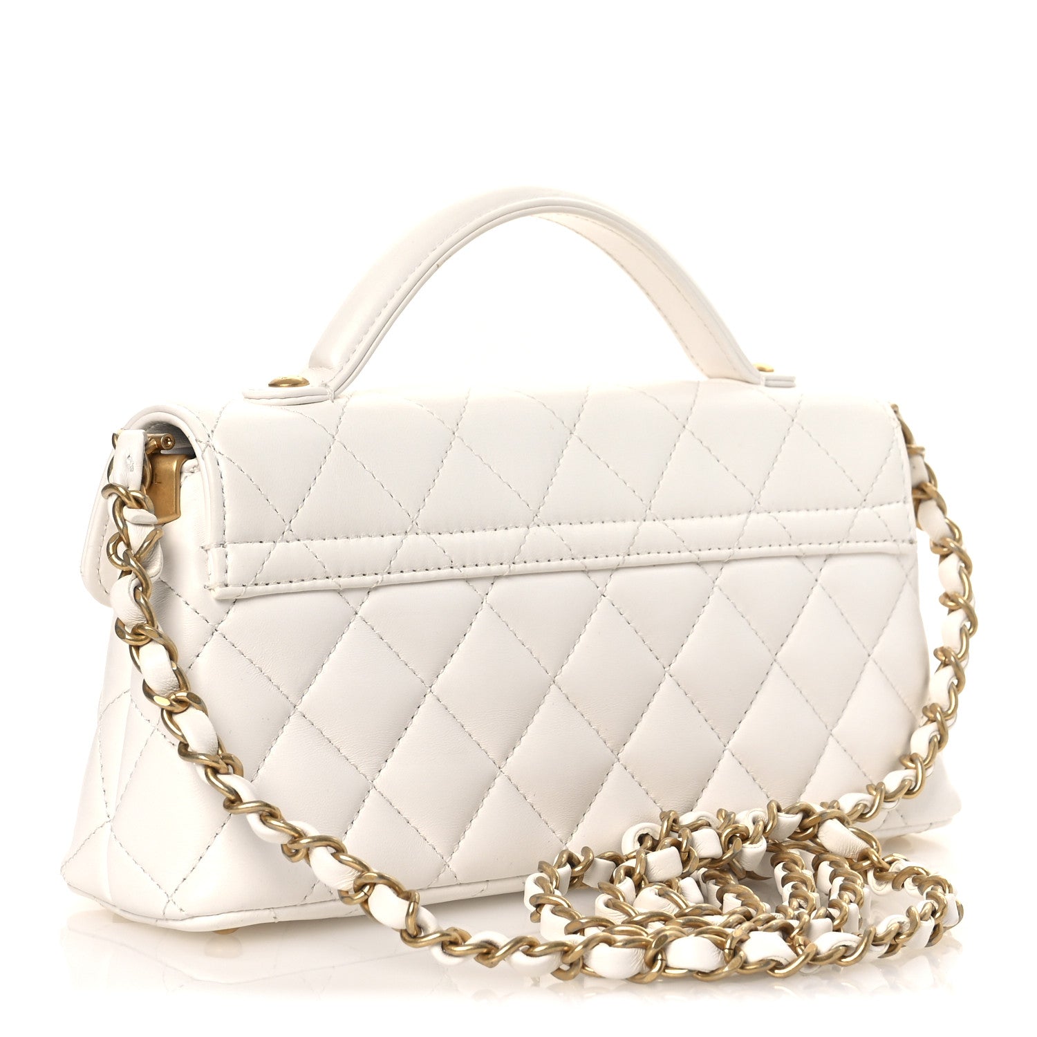 Chanel Lambskin Quilted Mini Flap Top Handle Bag White 3 of 12