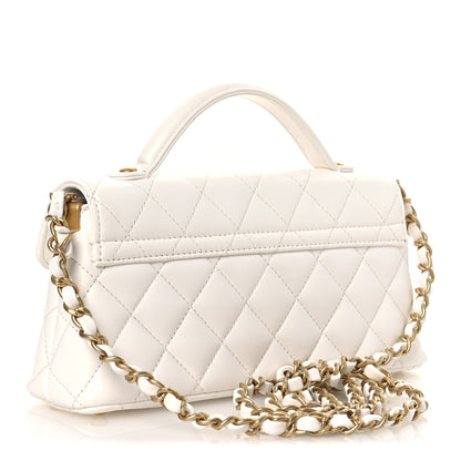 Chanel Lambskin Quilted Mini Flap Top Handle Bag White 3 of 12