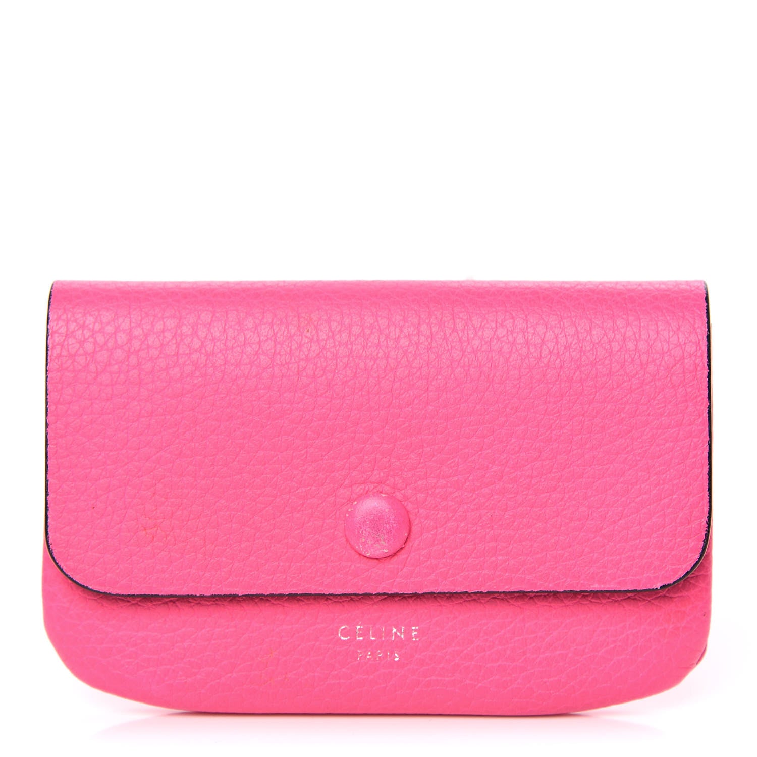 Celine Calfskin Flap Card Holder Fluo Pink 1 of 13