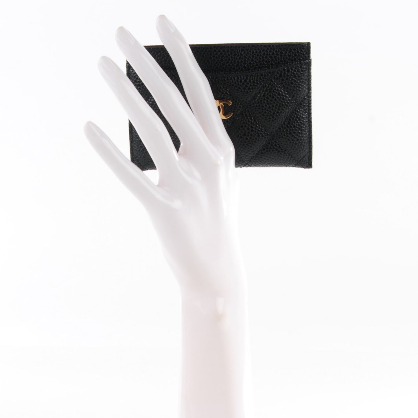 Caviar Quilted Card Holder Black
