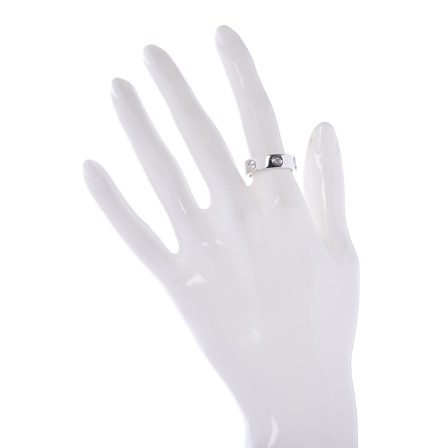 18K White Gold 3 Diamond 5.5mm LOVE Ring 53 6.5