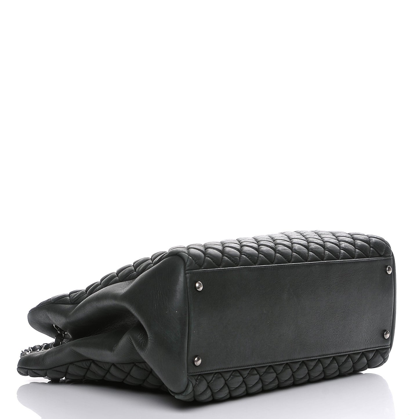 Iridescent Calfskin Quilted New Bubble North South Tote Dark Grey
