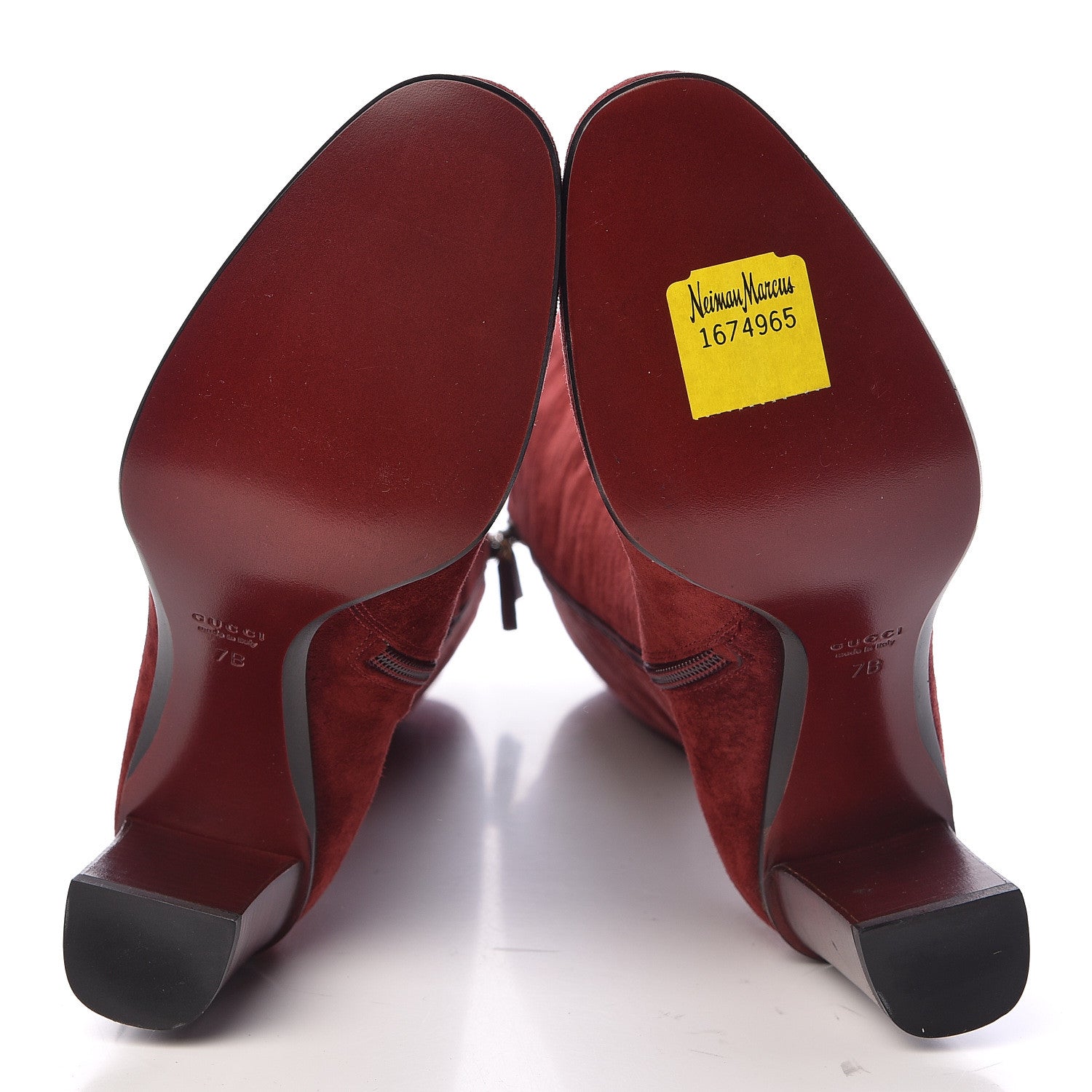 Gucci Suede Interlocking G Knee High Boots 7 Red 5 of 10