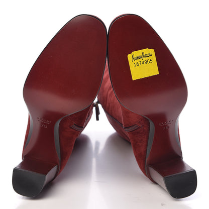 Gucci Suede Interlocking G Knee High Boots 7 Red 5 of 10